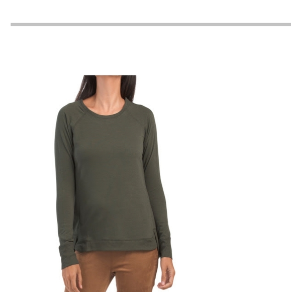 Olive Green Tulip Hem Crew Size S - New - Picture 2 of 5